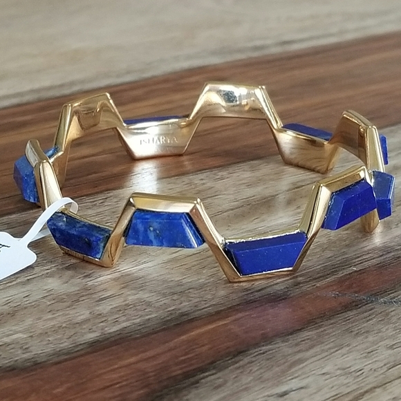 Isharya Abstract Mughal Blue Lapis & Gold Bracelet - Picture 4 of 10